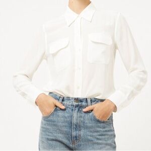 EQUIPMENT 100% Silk Shirt Natural White Size Medium